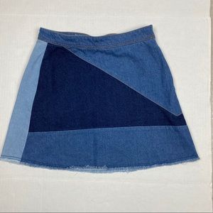Life In Progress Jean skirt patchwork geometric M